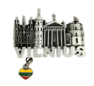 Metalinis magnetas Vilnius su trispalve širdute